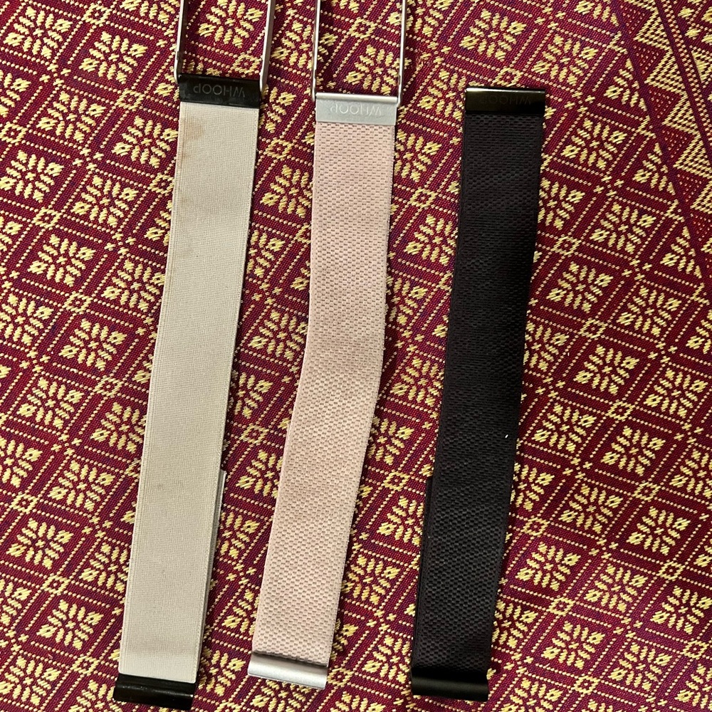 Set of Three WHOOP 4.0 Bands in Black, Pink, and Gray, used